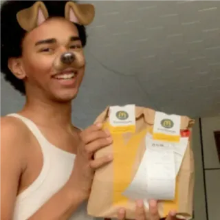 😁 7a39a2f3 pessoa, entrega de comida, McDonald's, filtro de cachorro, para viagem telegram sticker
