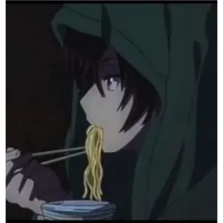 🍀 9002455b 애니메이션, 라멘, 먹방, 음식, 후드티, 젓가락, 애니, 면 telegram sticker