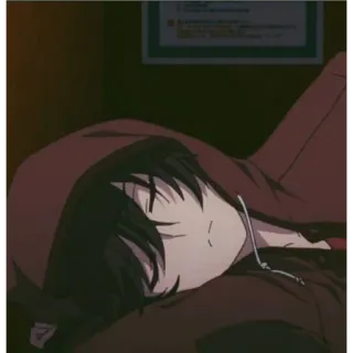 🍀 b5fbf400 애니메이션, 자는, 후드티, 휴식 telegram sticker