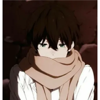 🍀 b7f5bfd2 Houtarou Oreki Hyouka 애니메이션, 캐릭터, 머플러, 인물 사진, 갈색 머리, 학생 telegram sticker