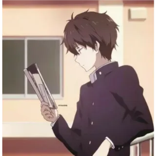 🍀 fae8b351 애니메이션, 교복, 소년, 캐릭터, 독서, 학생, 만화 telegram sticker