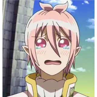 👿 273b1677 аниме, плачет, эльф, розовые волосы, мультфильм, грустный whatsapp sticker