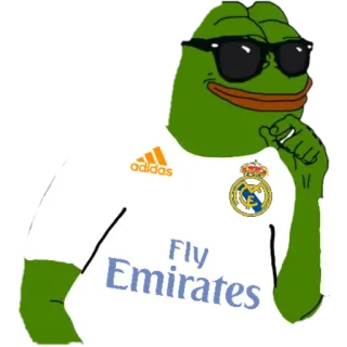😎 449198a5 Pepe the Frog pepe, grenouille, lunettes de soleil, real madrid, adidas, mème whatsapp sticker