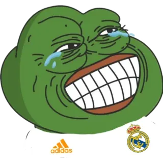 😅 7e66b19e Pepe the Frog mème, pepe, grenouille, pleurs, rire, foot, real madrid whatsapp sticker