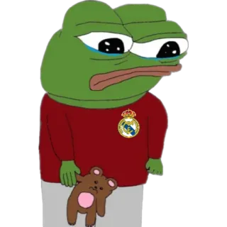 😥 b12858ad Pepe the Frog pepe, grenouille, triste, pleurs, real madrid, nounours whatsapp sticker