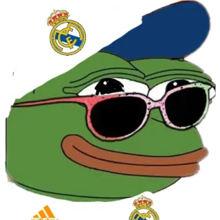 😎 c0625803 Pepe the Frog grenouille, mème, lunettes de soleil, pepe, real madrid, sport whatsapp sticker