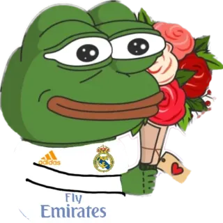 ❤ f208bccf Pepe the Frog pepe, grenouille, amour, fleurs, bouquet, coeur, real madrid, football whatsapp sticker