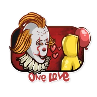 ❤ 06622403 Pennywise It ONE LOVE payaso, terror, película, it, pennywise, globo rojo whatsapp sticker