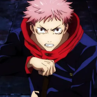 🤬 1eefdda0 Yuji Itadori Jujutsu Kaisen 动漫, 术士, 咒力, 少年, 粉色头发, 战斗 telegram sticker