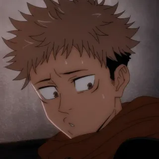 😢 2741921c Yuji Itadori Jujutsu Kaisen 动漫, 咒术回战, 虎杖悠仁, 害怕, 担心, 流汗 telegram sticker