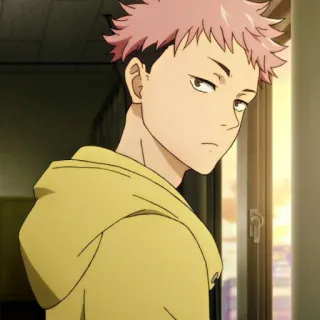 😒 63a32509 Yuji Itadori Jujutsu Kaisen 动漫, 漫画, 角色, 男孩, 帽衫, 粉色头发 telegram sticker