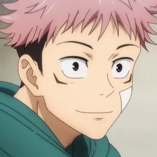 🍃 8dd9d1bd Yuji Itadori Jujutsu Kaisen Anime, Personage, Itadori, Jujutsu Kaisen, roze haren, Shonen telegram sticker