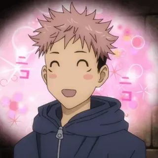 🍃 b218b487 Yuji Itadori Jujutsu Kaisen ニコ Anime, Manga, Personage, glimlachend, schattig, japans, Fanart telegram sticker