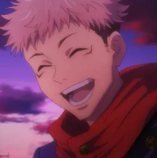 🍃 c288ec3a Yuji Itadori Jujutsu Kaisen anime, glimlachend, blij, personage, Jujutsu Kaisen, Yuji Itadori, shonen telegram sticker