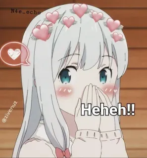 😳 6cabb53d Heheh!! Anime Mädchen, süß, Herzen, errötend, heh telegram sticker