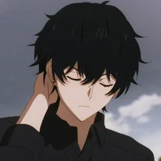 😩 95c35a2a Anime, Manga, Charakter, schwarze Haare, geschlossene Augen, Ästhetik, Porträt telegram sticker