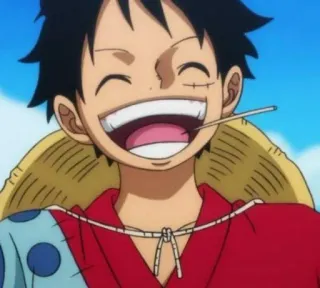 😄 ff1060cc Monkey D. Luffy One Piece Anime, One Piece, Ruffy, Cartoon, Lächeln, Charakter, Glücklich telegram sticker