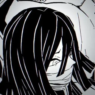 🍭 166efc19 动漫, 漫画, 黑白, 头发, 角色, 脸 telegram sticker