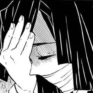 🈯 9a670bfd 动漫, 漫画, 悲伤, 角色, 黑白, 插画 telegram sticker