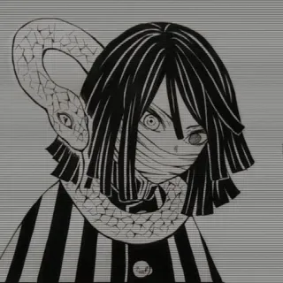 🚨 f41a5e85 Obanai Iguro Demon Slayer 动漫, 漫画, 蛇, 鬼灭之刃, 伊黑小芭内, 角色, 日本动漫 telegram sticker