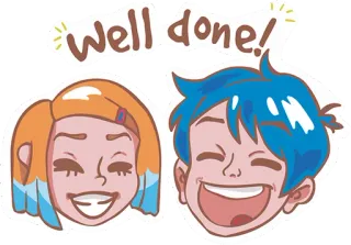 👍 a8ab2111 Well done! bagus, selamat, perayaan, sukses, prestasi, kartun, emoji whatsapp sticker