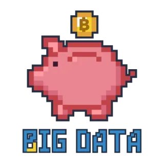 🐽 6301e91b BIG DATA ống heo, pixel art, bitcoin, dữ liệu lớn, tiền, tiết kiệm telegram sticker