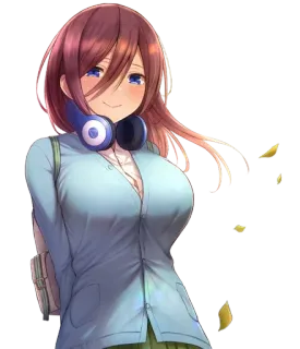 😊 1420a7fd Miku Nakano 5-toubun no Hanayome Аниме, Манга, Персонаж, Девушка, Наушники, Каваий telegram sticker