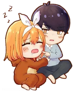 😴 202016c2 Аниме, Чиби, Милый, Пара, Мультфильм, Объятие, Манга telegram sticker