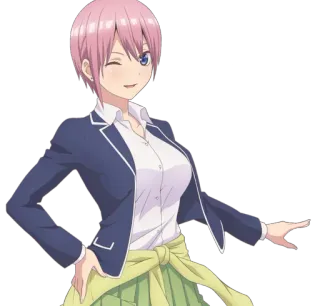 😉 6b6e04ea Ichika Nakano The Quintessential Quintuplets Аниме, Девушка, Подмигивание, Ичика Накано, Пять невест, Школьная форма telegram sticker