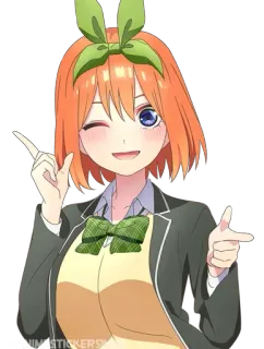 😊 baeee603 Yotsuba Nakano The Quintessential Quintuplets Аниме, Девушка, Подмигивание, Мультфильм, Милый telegram sticker