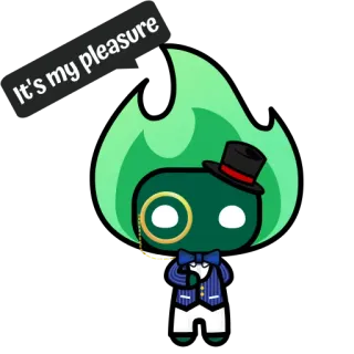 👌 45e2c831 It's my pleasure Hoạt hình, Nhân vật, Ngọn lửa xanh, Mũ chóp cao, Kính một tròng, Lịch sự, Niềm vui telegram sticker