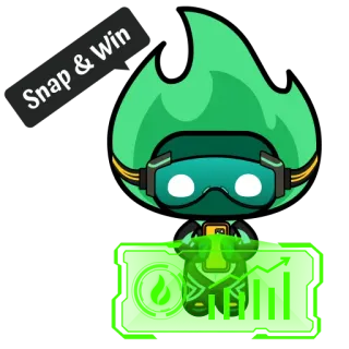 📸 a672ff28 Snap & Win nhân vật, Snap & Win, hình dán, xanh lá cây telegram sticker