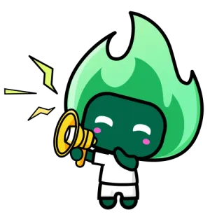 📢 ce356ad4 Hoạt hình, Loa phóng thanh, Lửa, Nhân vật, Nhãn dán telegram sticker