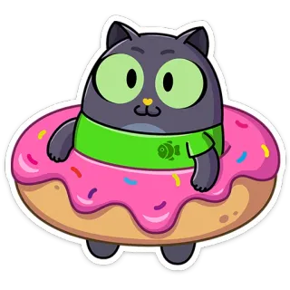 ☺️ df91dfcd kucing, donat, berenang, stiker, kartun, binatang telegram sticker