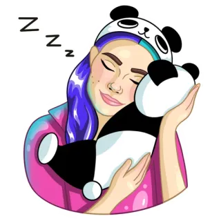 😴 f1655e41 ZZZ 수면, 팬더, zzz, 만화, 귀여운, 소녀, 자는 telegram sticker