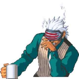 💨 57b42410 Godot Ace Attorney anime, Godot, Ace Attorney, cà phê, trò chơi điện tử telegram sticker