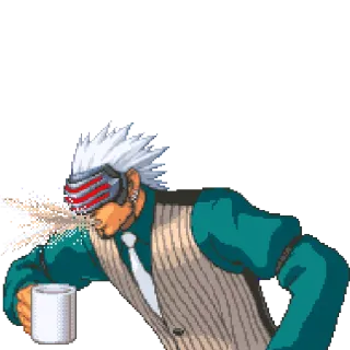 😱 e1916488 Godot Ace Attorney Godot, cà phê, Ace Attorney, nhân vật trò chơi điện tử, nhân vật anime telegram sticker