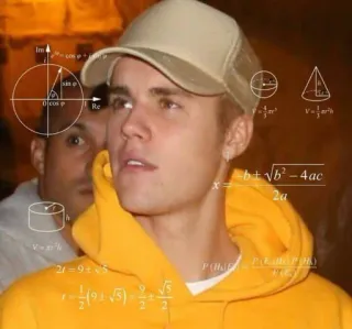 🤔 27d23a62 Justin Bieber 사람, 가수, 수학, 혼란, 계산, 방정식 telegram sticker
