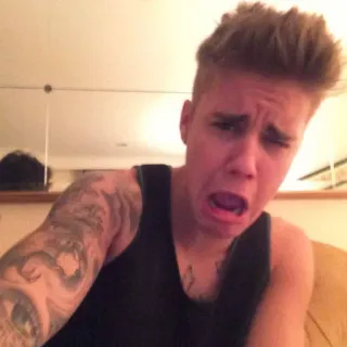 😧 4ccc2267 Justin Bieber 유명인, 가수, 저스틴 비버, 슬픈, 우는, 화난 telegram sticker