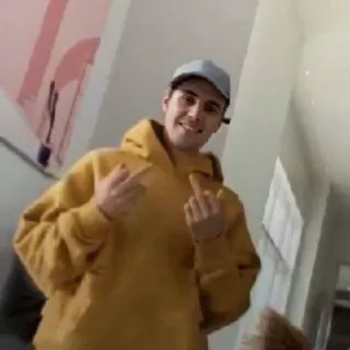 🖕 760c1e1d 남자, 중지, 모욕적인, 제스처, 후드티, 청소년, 초상화 telegram sticker