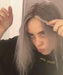 ✨ 301d099d Billie Eilish Billie Eilish, piosenkarka, celebrytka, pędzel, włosy telegram sticker