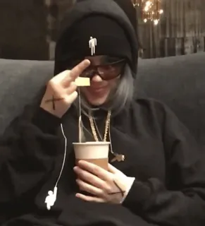 ✨ 776ec733 Billie Eilish Billie Eilish, piosenkarka, środkowy palec, obraźliwe, osoba, celebrytka telegram sticker