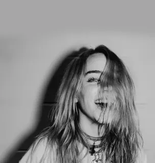 ✨ 82b8ca95 Billie Eilish Billie Eilish, piosenkarka, portret, kobieta, muzyka, celebrytka telegram sticker