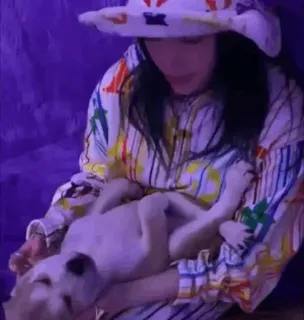 ✨ cc3115e8 kobieta, pies, zwierzę, kapelusz, portret, osoba telegram sticker