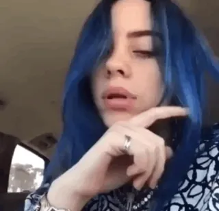 ✨ f7530466 Billie Eilish Billie Eilish, piosenkarka, celebrytka, niebieskie włosy, gwiazda pop telegram sticker