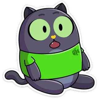 😯 4f08beac kucing, kartun, stiker, binatang, kaos hijau, lucu telegram sticker