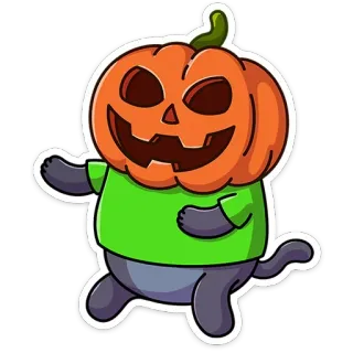 🎃 a2cf90c6 labu, halloween, kucing, stiker, kartun, musim gugur, panen telegram sticker