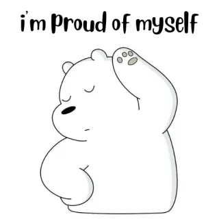 🐻‍❄️ e08186f8 I'm Proud of myself beruang, kartun, bangga, cinta diri, motivasi, beruang es telegram sticker