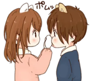 🐱 728f7d6c ポムッ 情侣, 猫耳朵, 可爱, 卡哇伊, 爱, 有爱 telegram sticker