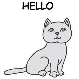 🐱 28bec088 HELLO 고양이, 동물, 애완 동물, 인사, 친절한, 만화, 귀여운 telegram sticker
